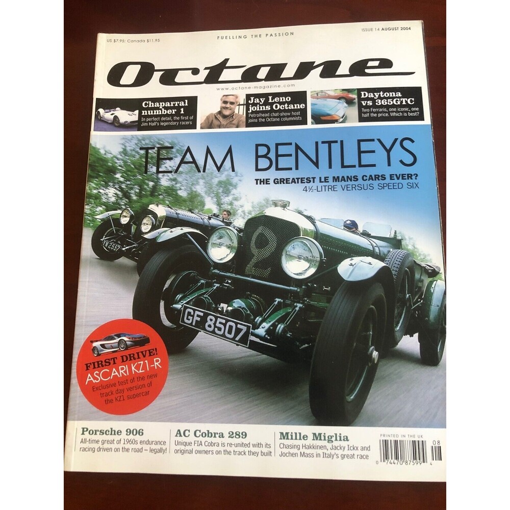 Octane August 2004 featuring Ferrari, Bentley, Porsche, AC Cobra, Chaparral